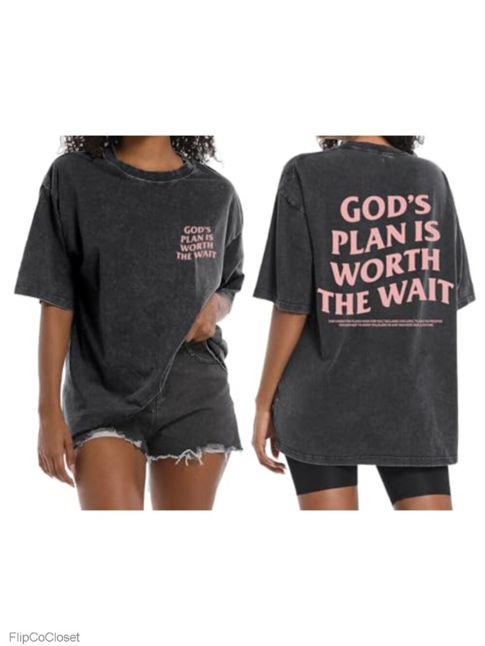 Christian Oversized Graphic Tee God Bible Verse Religious T-Shirt